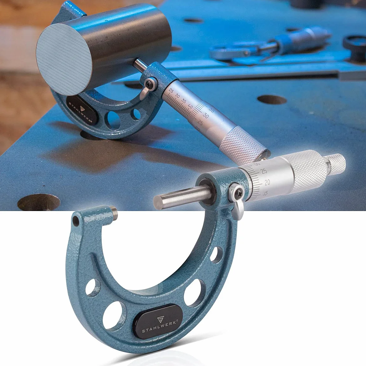 Micrómetro de exteriores STAHLWERK con rango de medición 25-50 mm DIN 863 micrómetro/tornillo micrométrico