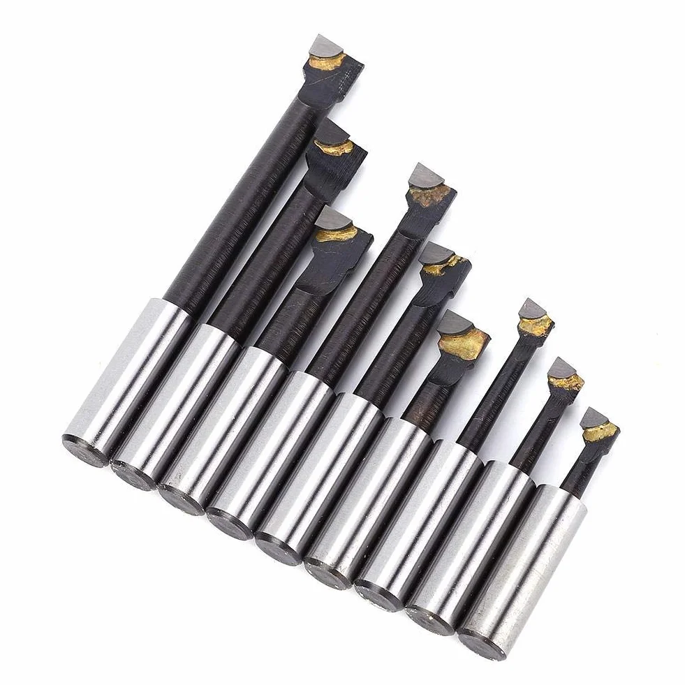 Juego de 9 Piezas Barras de Mandrinar Acero Alta Velocidad Tipo F1 12 mm Base Torno CNC