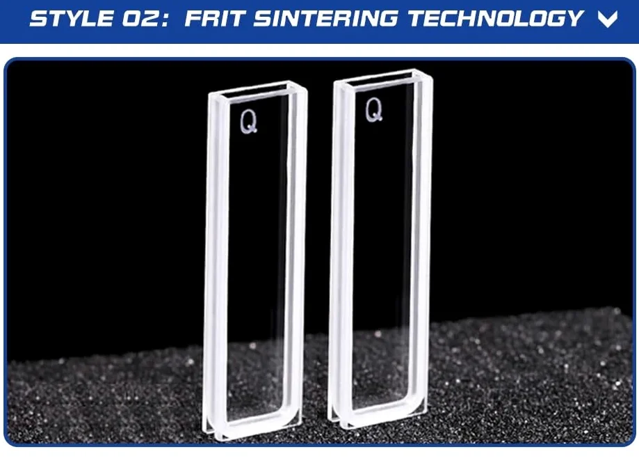 2 cubetas de cuarzo con tapa, longitud de trayectoria de 2 mm, JGS1 for espectrofotómetro de laboratorio.(Frit sintering)