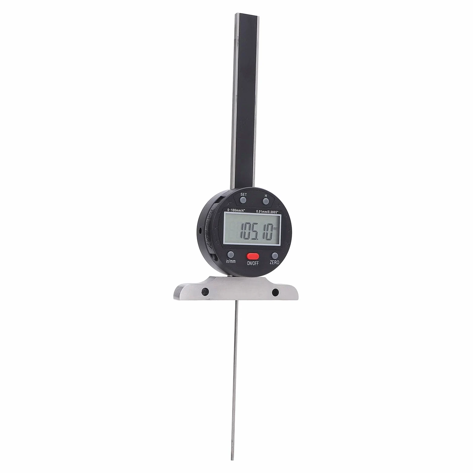 Eujgoov Medidor de Profundidad Electrónico Medidor de Profundidad Digital 0-100 Mm Acero de Aleación y Acero Inoxidable con Pantalla LCD Precisión de 0,01 Mm Transferencia de Datos USB para