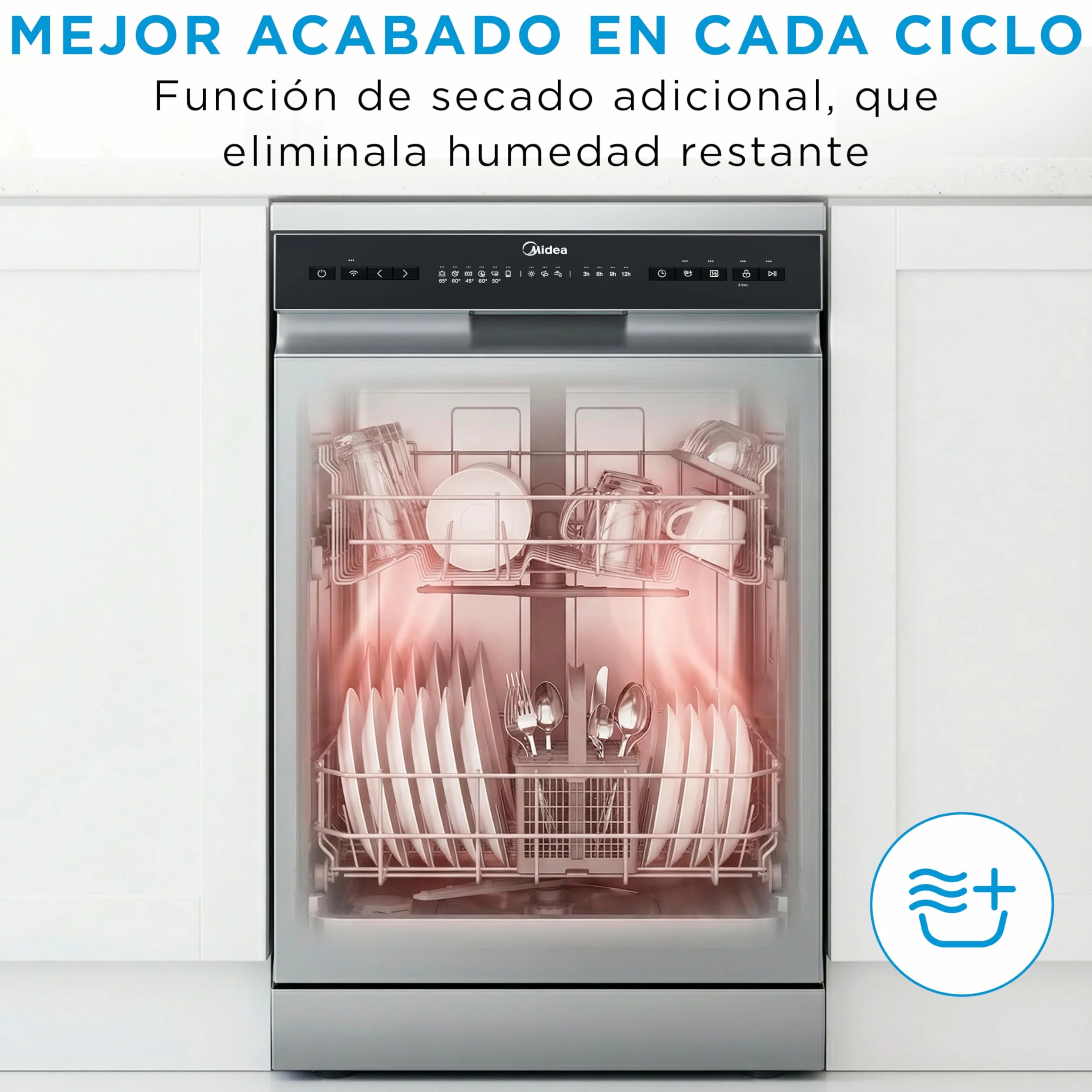 Midea Lavavajillas 45 cm Inox 10 Servicios 8 Programas Lavaplatos Libre Instalación Compacto Integrable