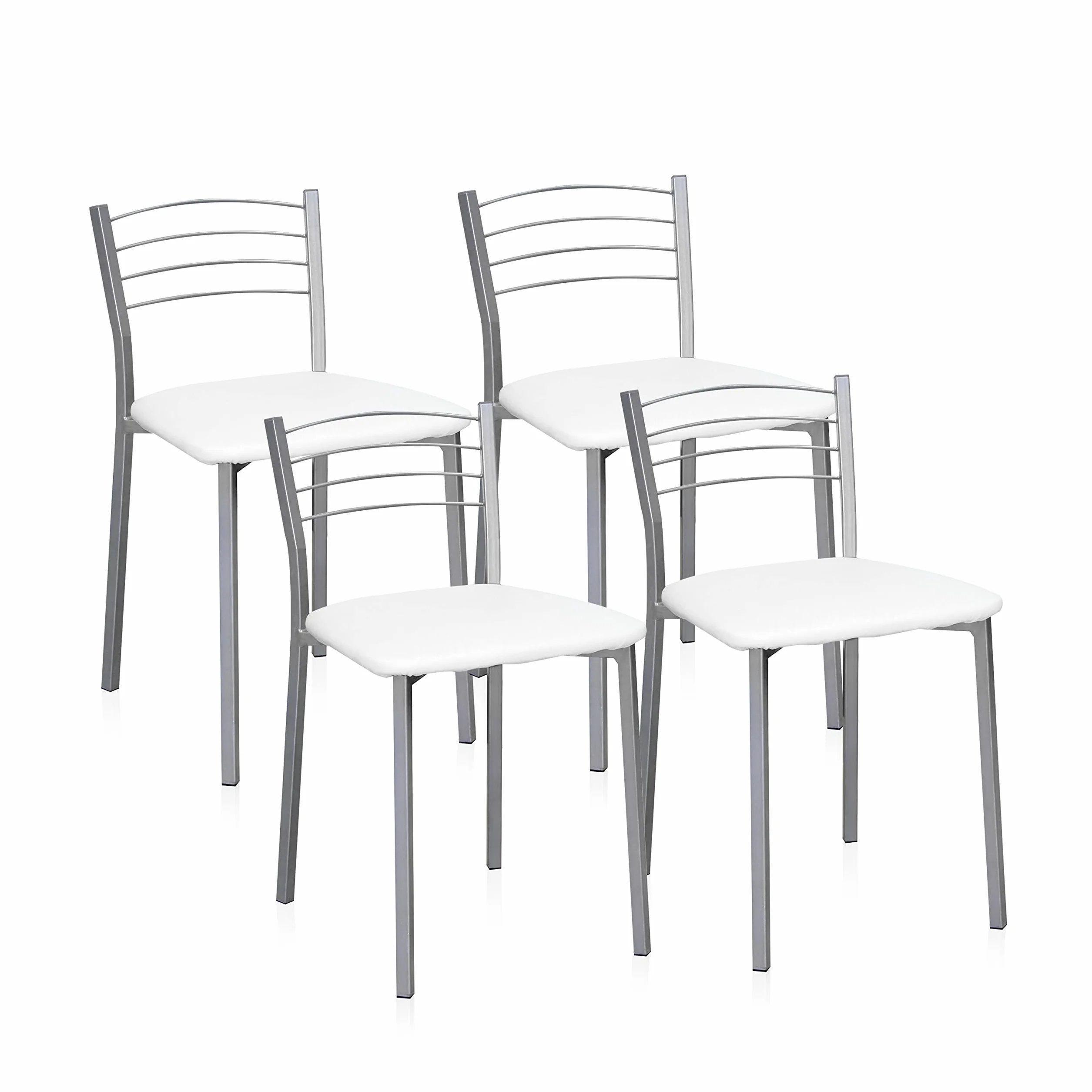 duehome | Pack 4 Sillas Cocina, Sillas Metalicas, Modelo Chef 10, Acabado en Gris y Blanco, Medidas: 40 cm (Ancho) x 41 cm (Largo) x 63 cm (Alto)