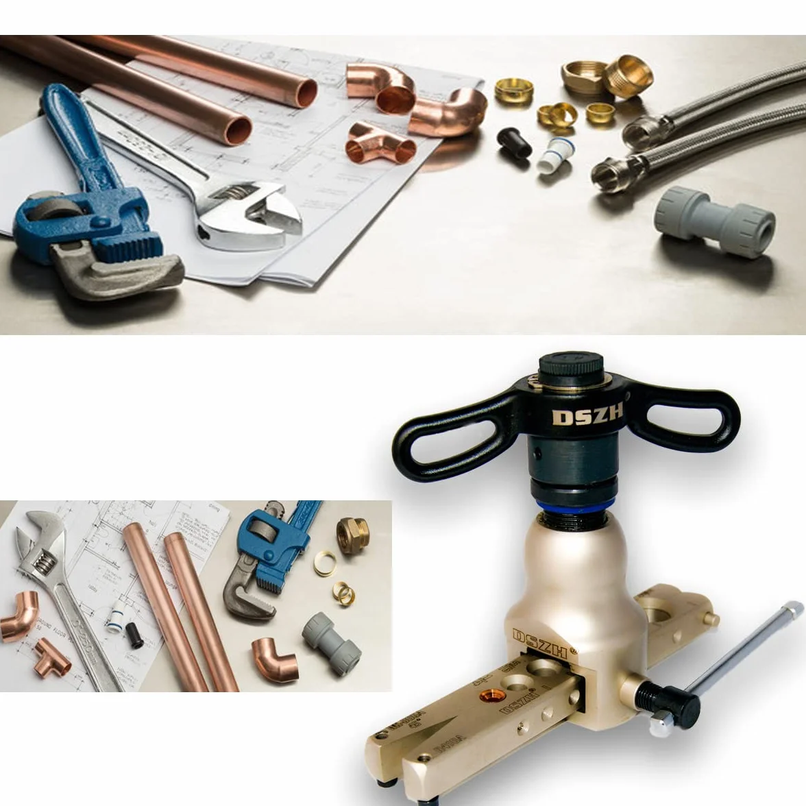 GOLDMAN SERVICE Abocardador excéntrico de Tubos Aire Acondicionado y calefacción. Abocinador expansor con empuñadura de trinquete de fontanería para tubería de Cobre. 1/4" hasta 3/4".