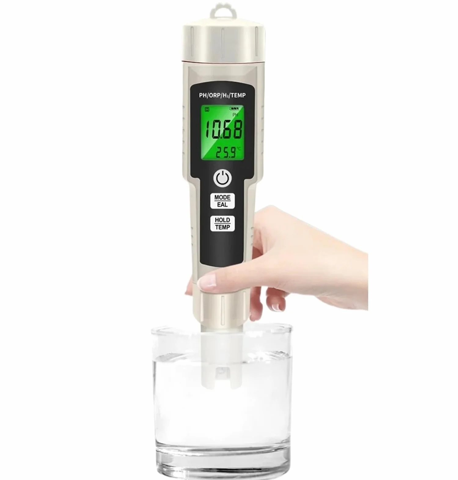 Medidor de PH, Medidor de pH 4 en 1, probador de hidrógeno enriquecido, retroiluminación, ORP, H2, TEMP, bolígrafo de prueba portátil, detector de calidad del agua for piscinas y acuarios.