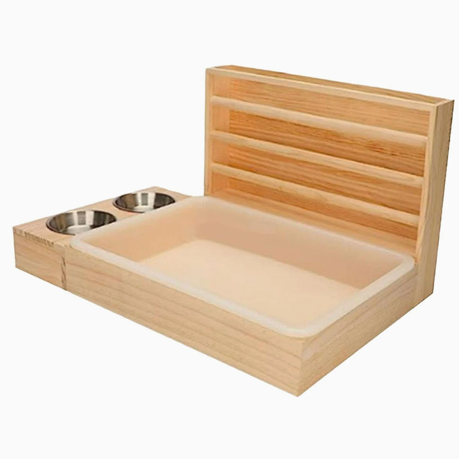 Comedero de de Madera para Conejos con Arenero. Contenedor de para Conejos.