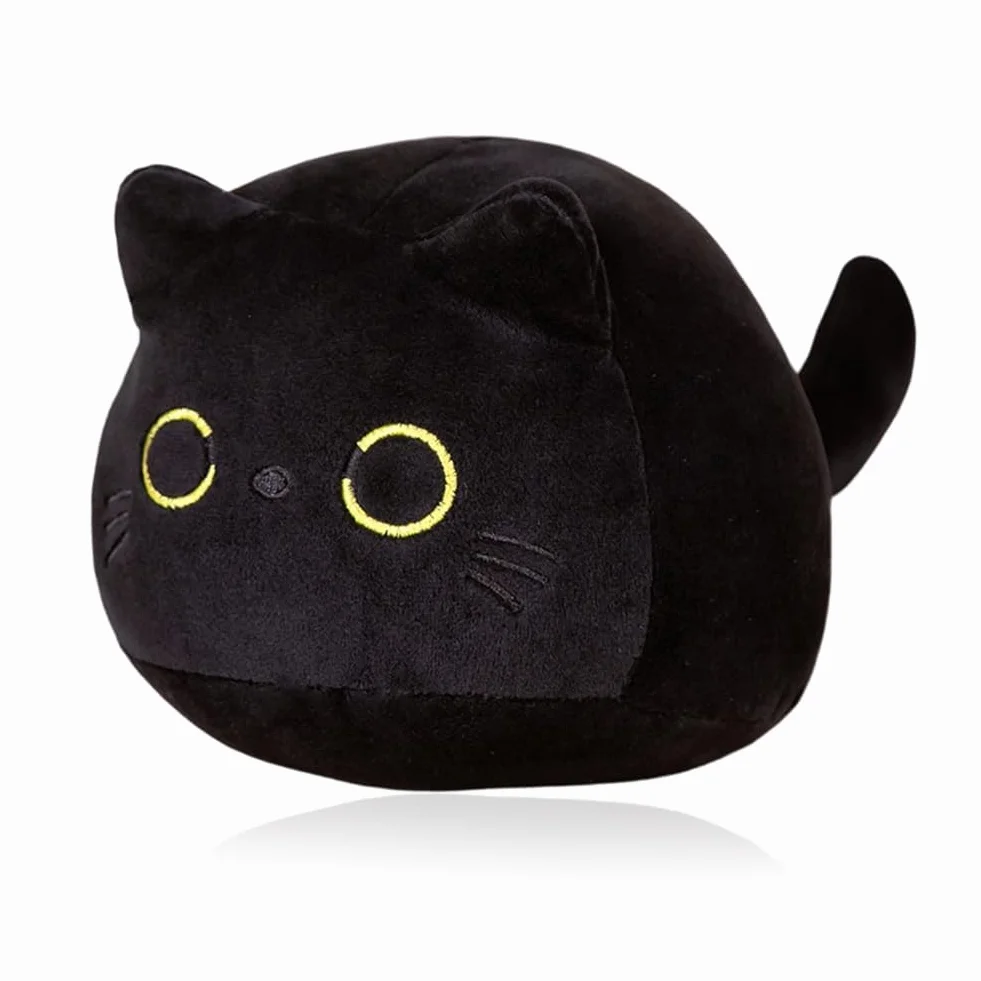 Peluche Gato Negro 25cm Almohada de Peluche Muñeca de Felpa Regalo para Amantes de Gatos