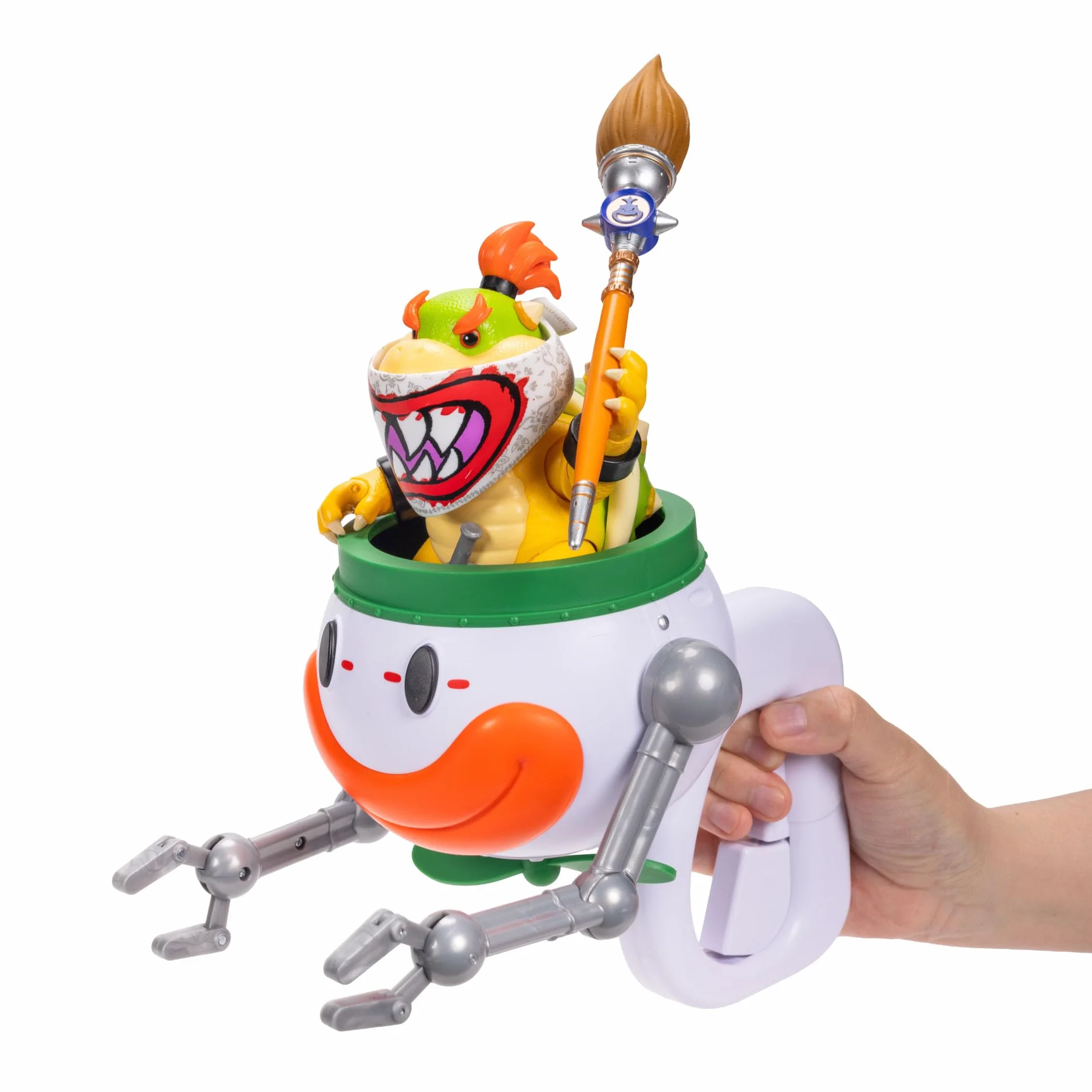 Super Mario Galaxy Figura Bowser Jr. 13 cm con Coche Payaso Pincel Pegatinas Agua