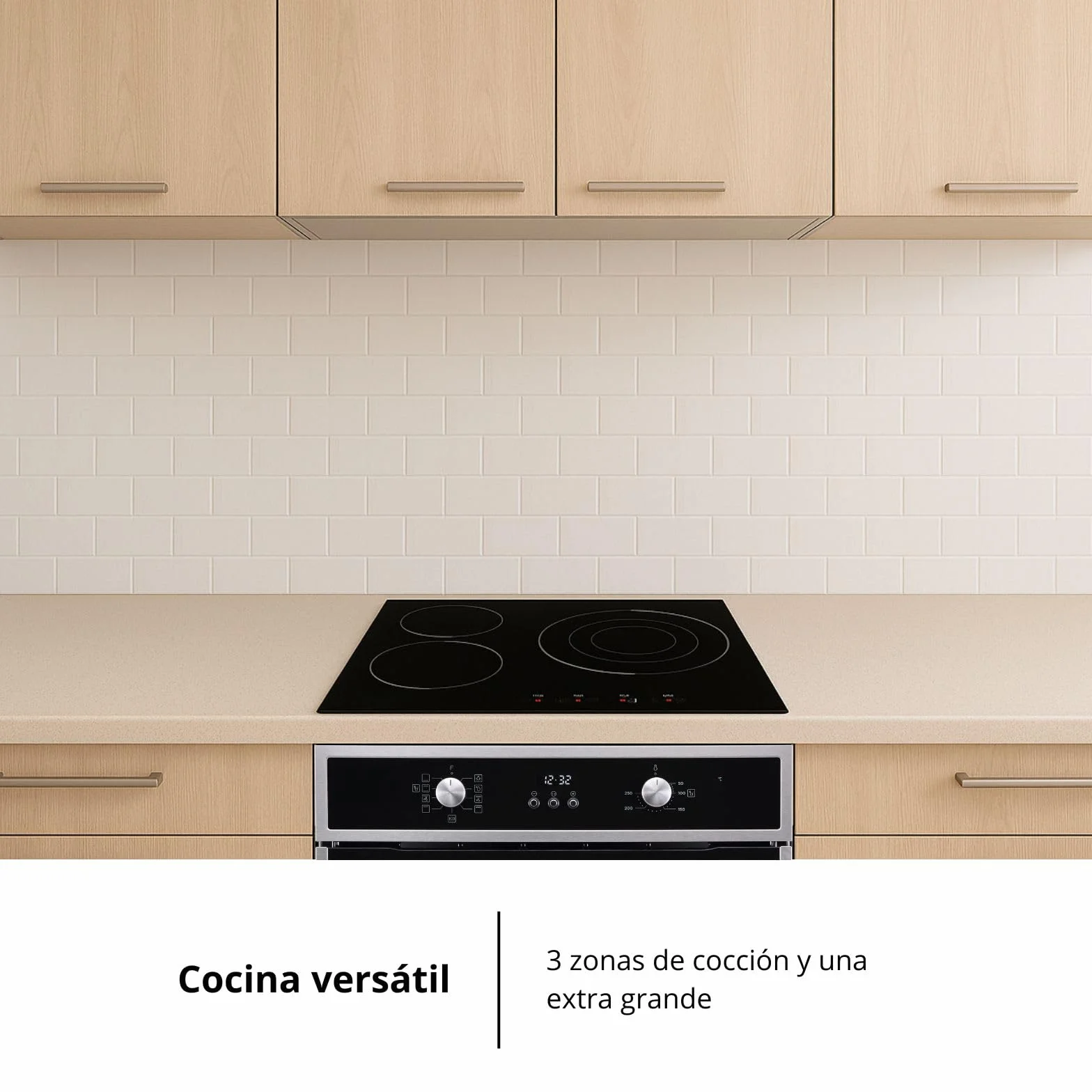 Corberó Placa Vitrocerámica CCVM3574 5700W 3 Zonas Control Touch 30cm Czarna