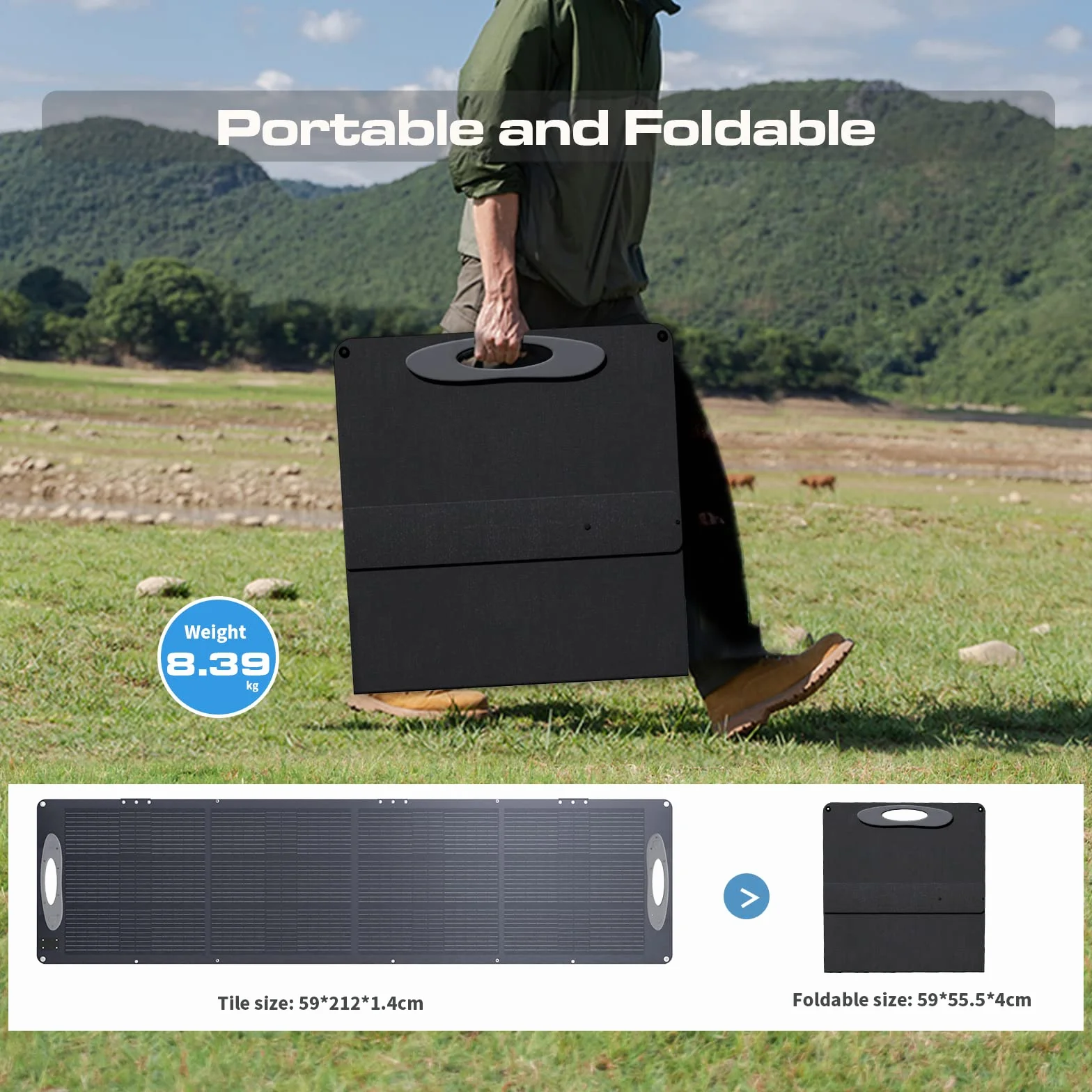 VDL Panel solar portátil 200W, cargadores solares monocristalinos de 20V, módulos solares con Multi-Contact 4, para Central eléctrica portátil y adecuados para exteriores, camping y autocaravanas