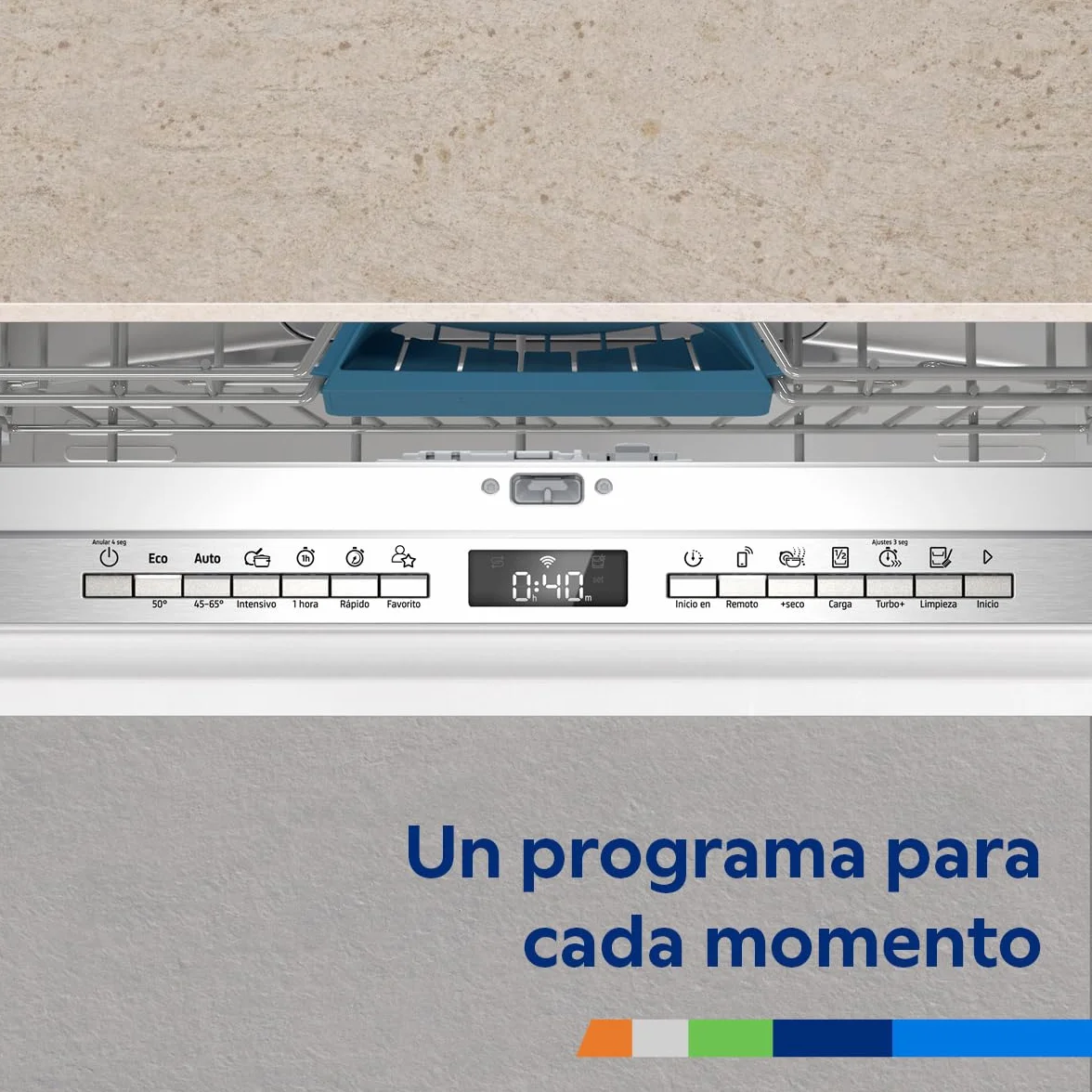 Balay – Lavavajillas Integrable, 14 servicios, Motor ExtraSilencio, Tercera Cesta para Cubiertos, InfoLight, Home Connect, Blanco, 3VF6330SA