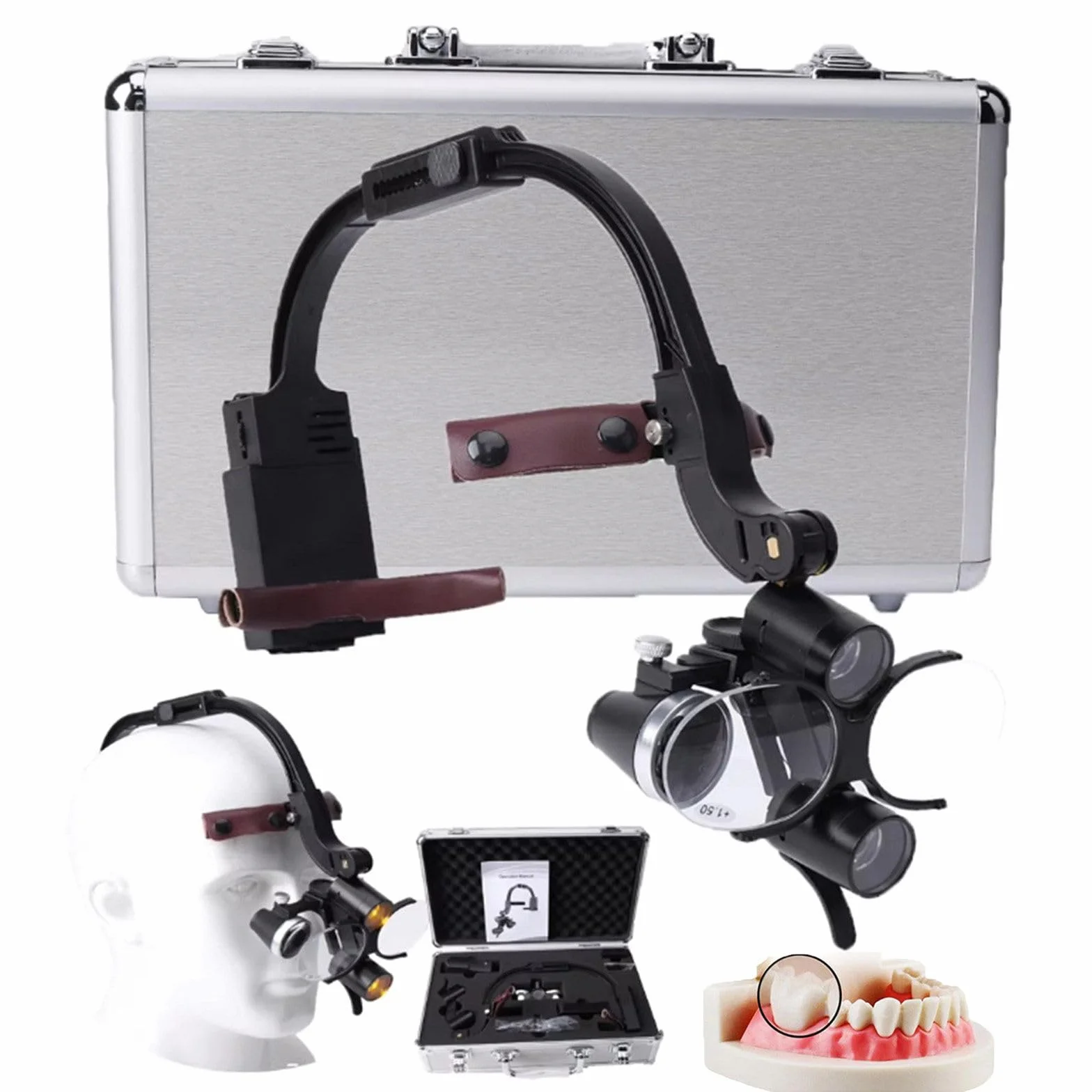 Lupa Dental Lámpara Dental LED Frontal 2.5X 3.5X 5W Lupas Binoculares Quirúrgica
