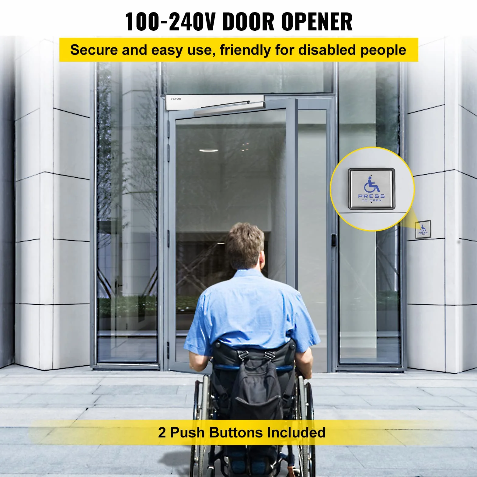 VEVOR Abridor Automático de Puerta 100-240V 50W Abridor de Puerta Basculante Residencial Comercial Operador de Puerta Abatible Automático Max Ángulo 120 grados, plata