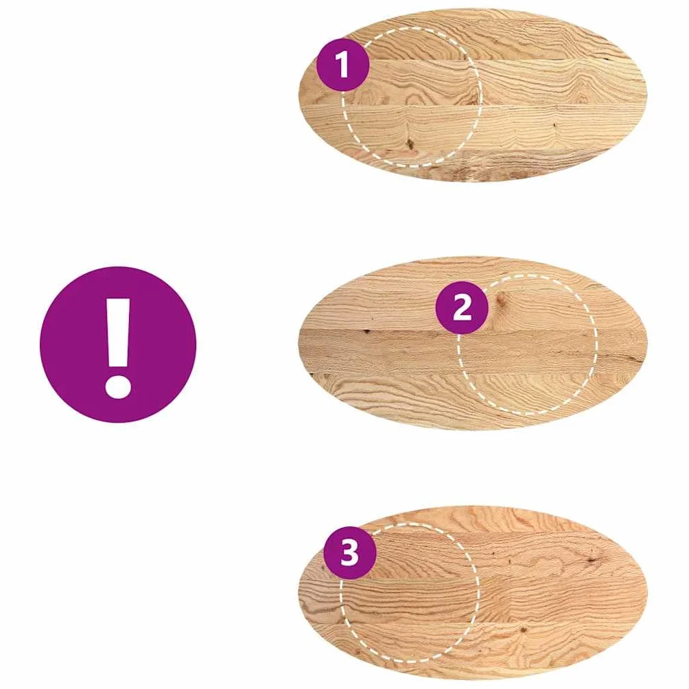 vidaXL Tablero de Mesa Ovalado Madera Maciza de Roble 120x60x2 cm