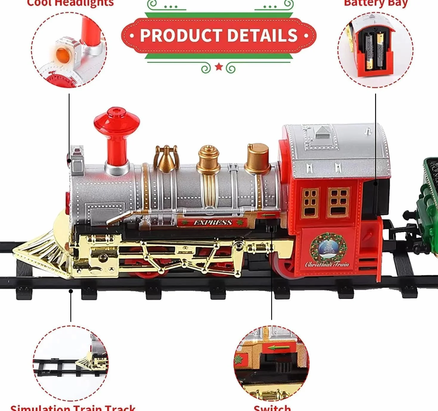 Tren Juguete Eléctrico Navidad DIY con Luces y Sonidos para Niños