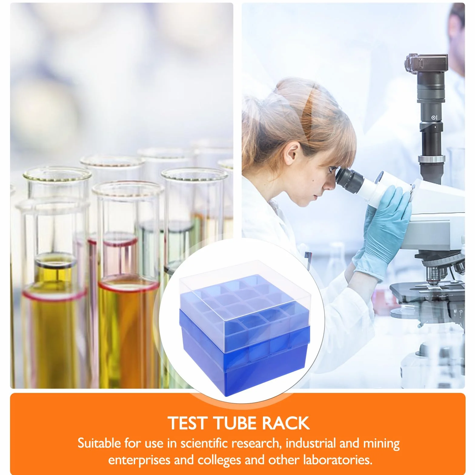 Soporte de Tubos de Microcentrífuga de Plástico Azul 50ml para 16 Tubos Investigación Científica