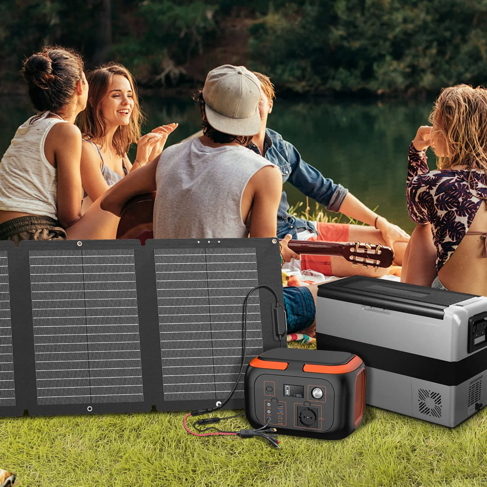 SinKeu Panel solar plegable de 120 W, cargador solar portátil con bolsa de transporte, resistente al agua con salidas MC4/Anderson/XT60/CC, 19,8 V, 6 A, ideal para estaciones de energía, generadores