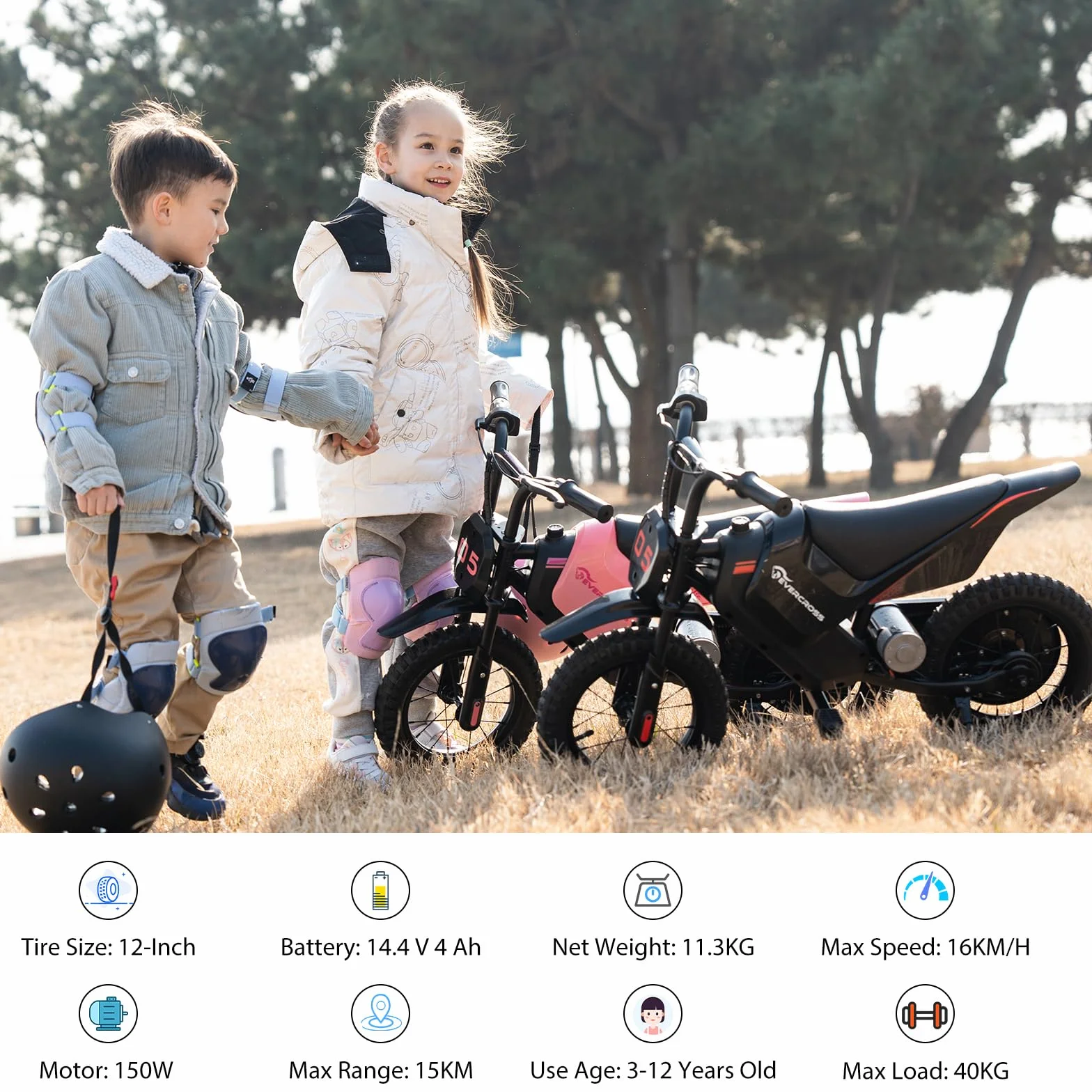 EVERCROSS EV05M Moto Eléctrica Niños 150W 12 Pulgadas 8/16 km/h 15 km Alcance