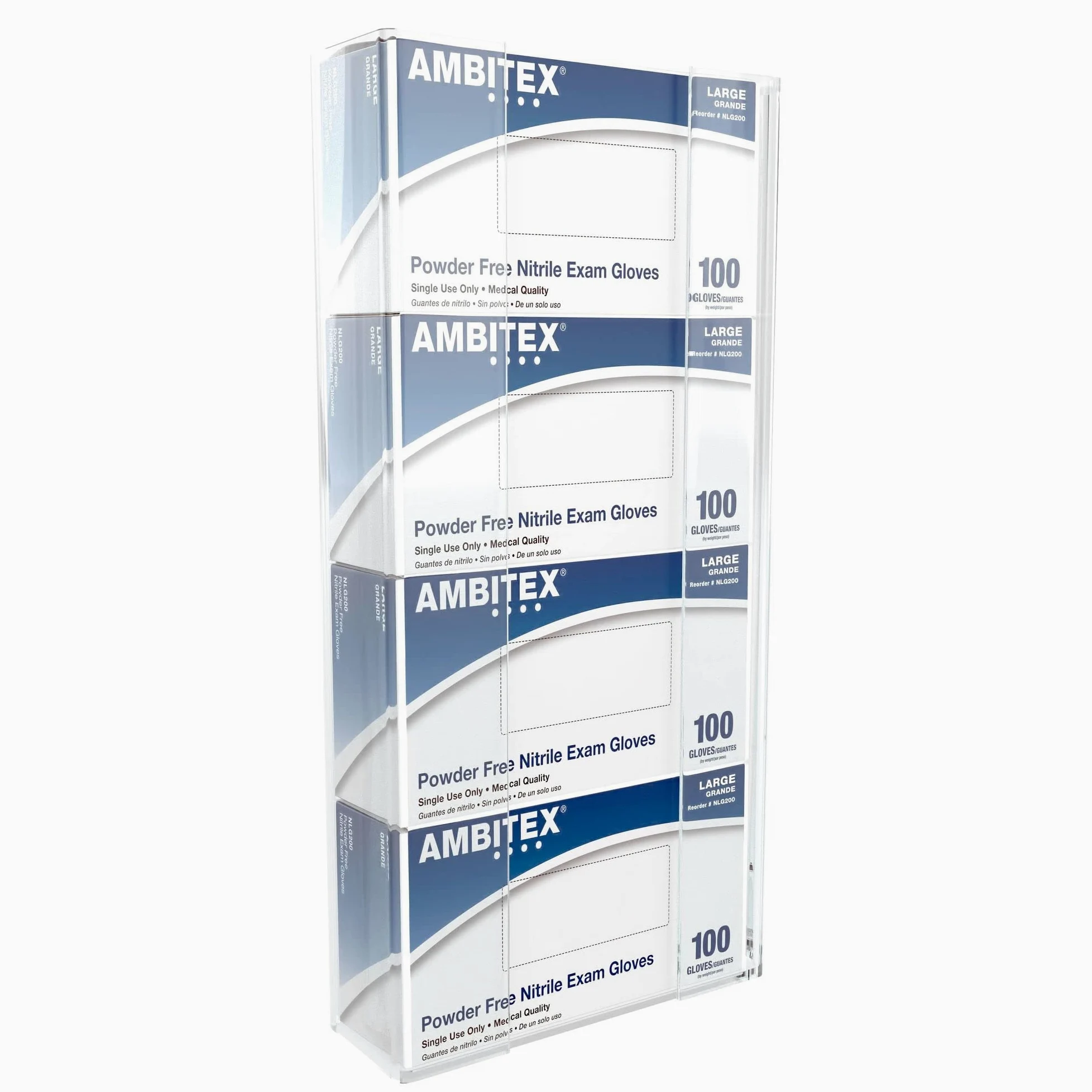 Kantek Dispensador de guantes de acrílico, capacidad de una sola caja, 10.3 pulgadas de ancho x 3.8" de profundidad, color transparente