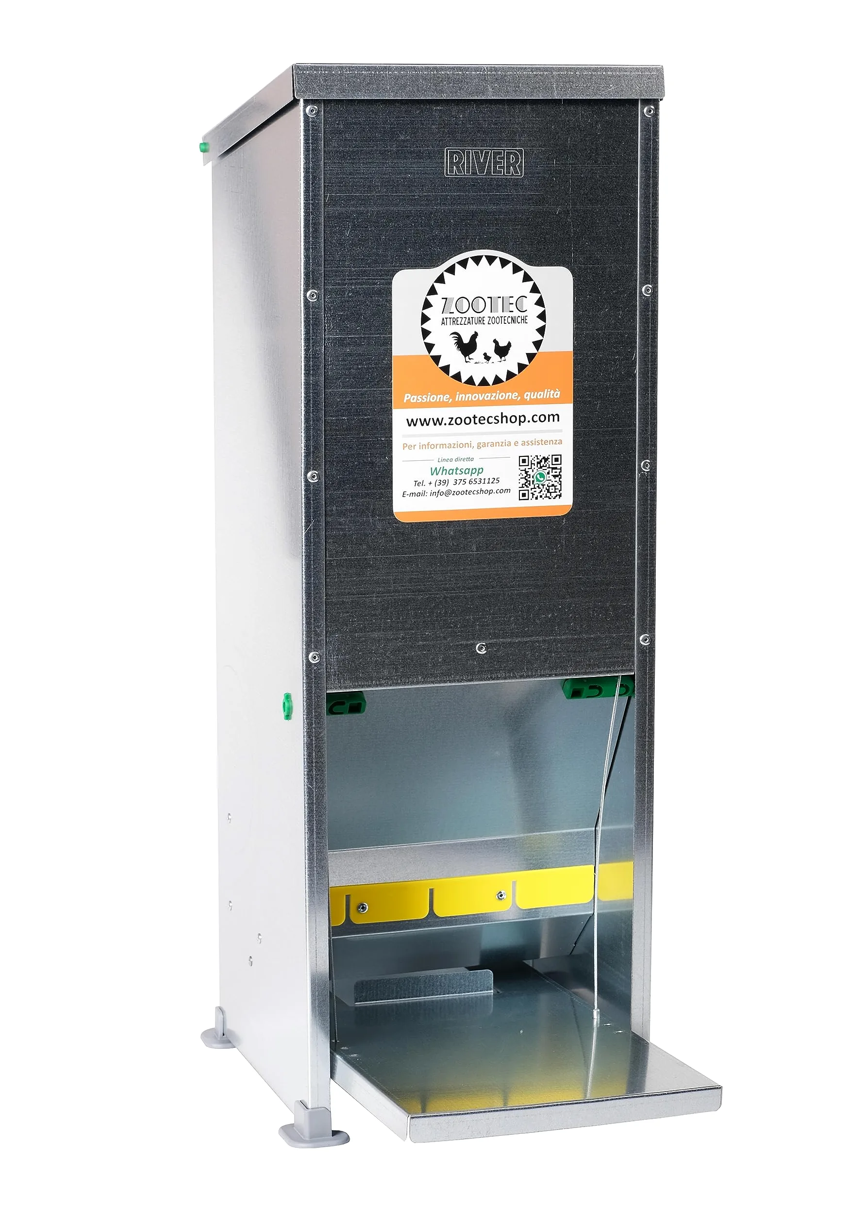 Comedero para gallinas, 12 kg, antiratones, antilluvia, antidesperdicio, automático, con pedal de chapa galvanizada, para exterior e interior