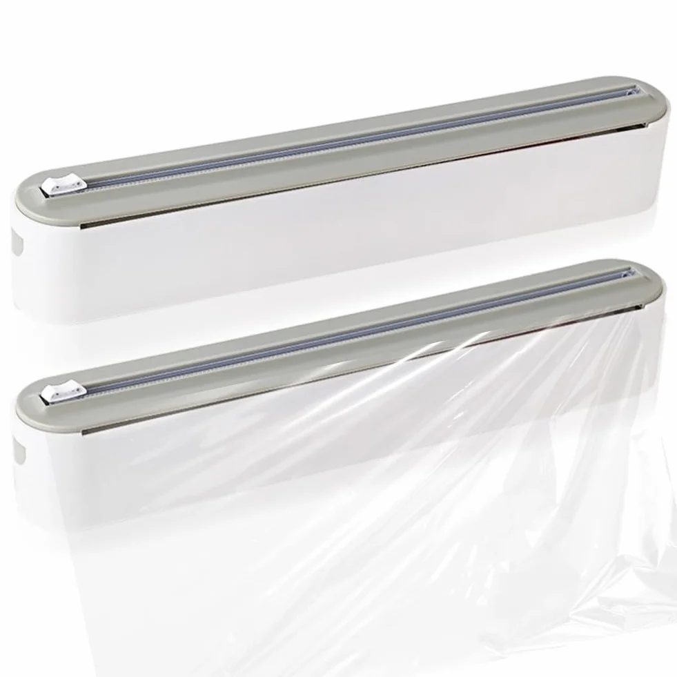 Dispensador Papel Aluminio y Film 2PCS Rellenable Magnético para Cocina con Cortador