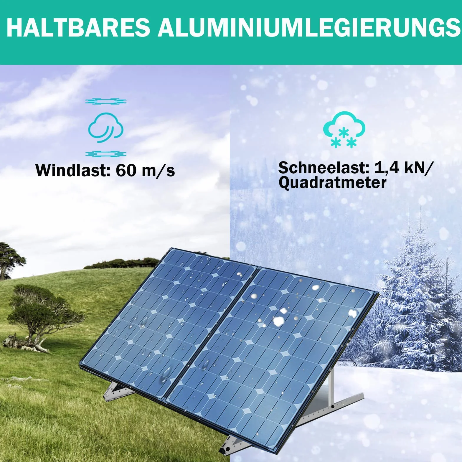 Warmfay 4 unidades de soporte para panel solar, 114 cm, 45 pulgadas, soporte de aluminio para central eléctrica de balcón con estructura de montaje, ángulo ajustable 0-90°, 100 W-1200 W, módulo solar