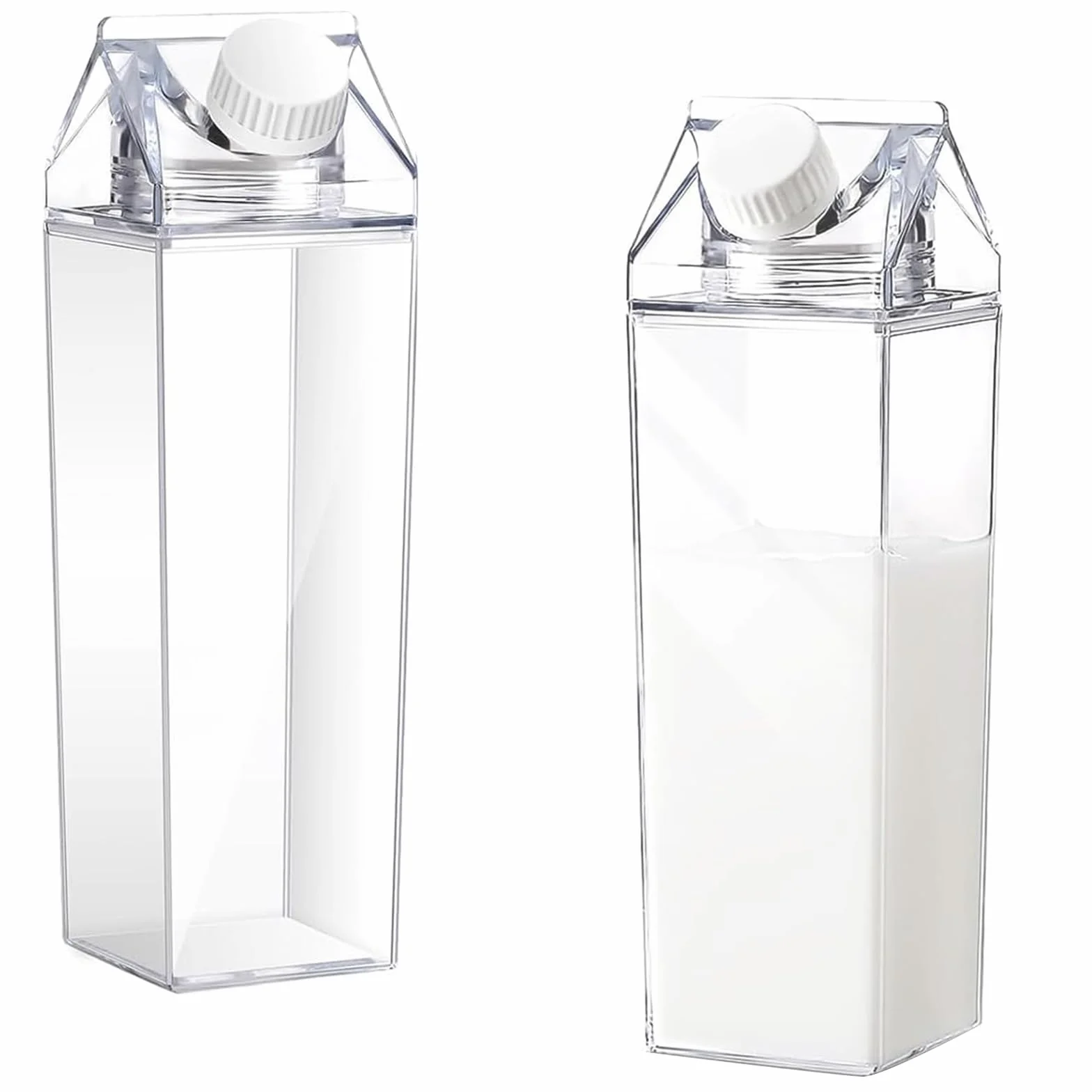 2 Piezas Botella de Agua Transparente, 500 ml de Cartón de Leche transparente, Reutilizable Botella Contenedor de Zumo, Botella de Agua Transparente de Gran Capacidad, para Almacenar Bebidas, Leche