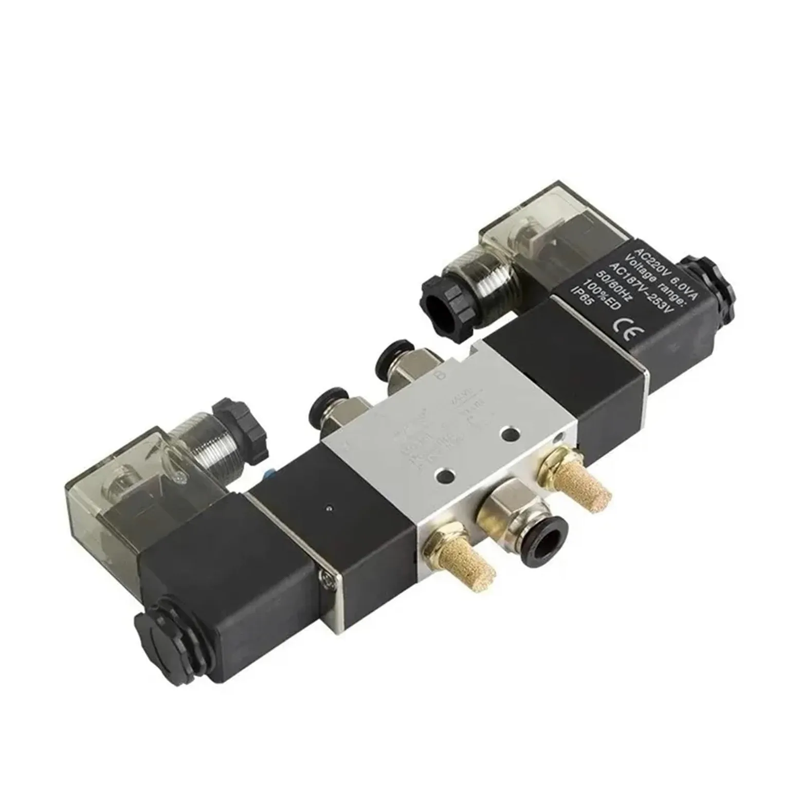 4V120-06 4V420-15 4V320-10 Electroválvula neumática de 5 vías 2 posiciones 1/4" Interior de aleación de aluminio DC12V DC24V AC110V AC220V