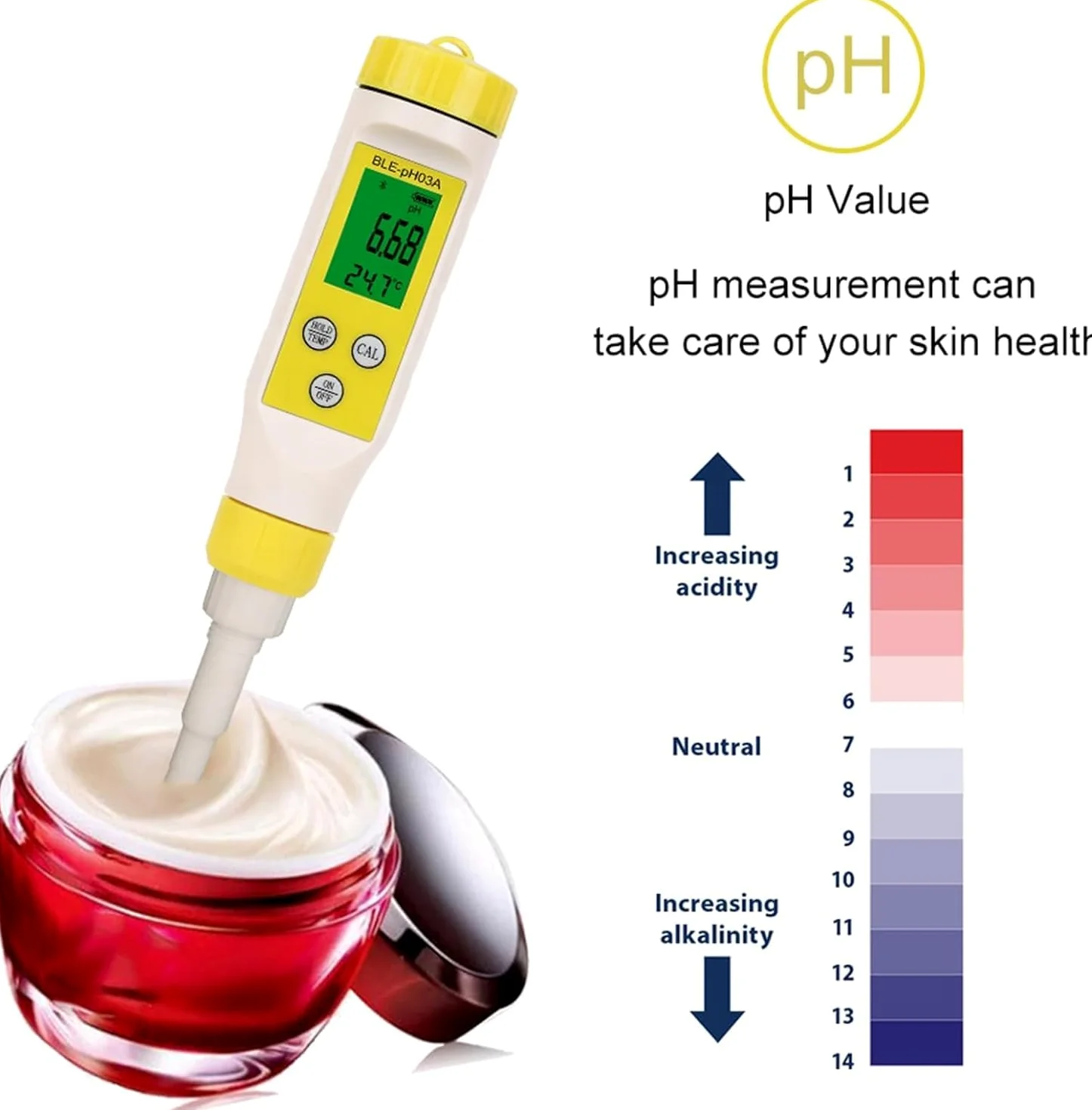 Genérico Medidor De Ph De Grado Alimenticio con Control Automático De Temperatura Y Resolución De 0