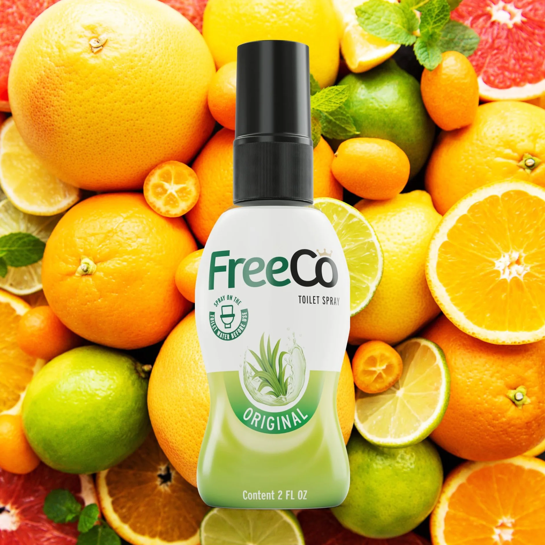 Freeco Bloqueador de Olores WC Spray Natural Neutraliza Malos Olores Frescura Duradera Aroma Cítrico 60ml
