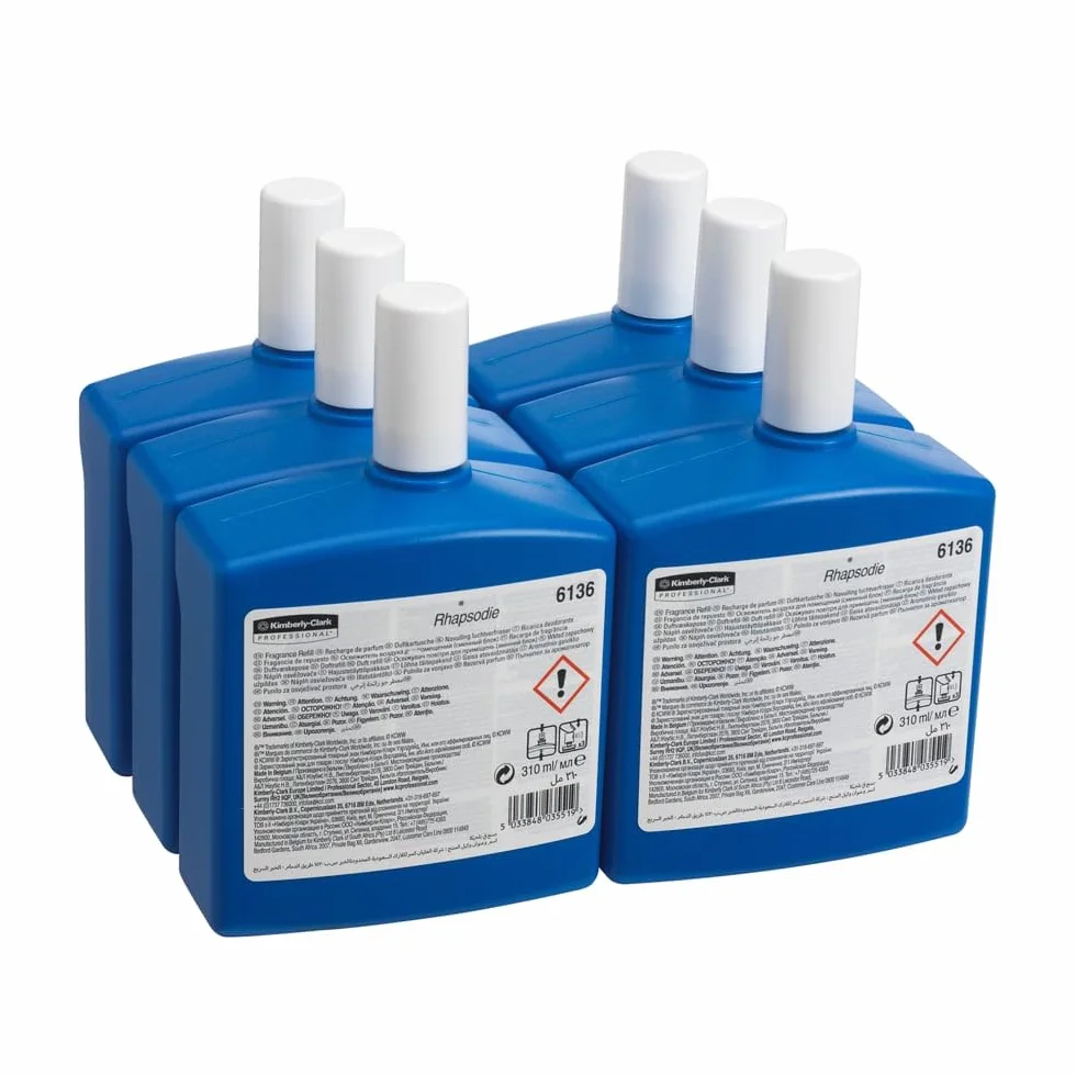 Recarga de ambientador Kimberly-Clark Professional fragancia Rhapsodie 6136, transparente, 6 recargas x 310 ml (1860 ml en total)