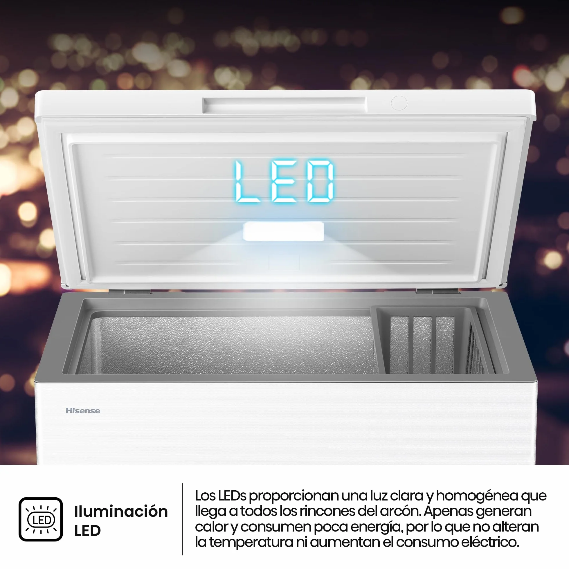 Hisense Arcón Congelador Horizontal 198L 86cm Congelación 360° Congelador Convertible Control Electrónico Temperatura Freezer Protect Blanco