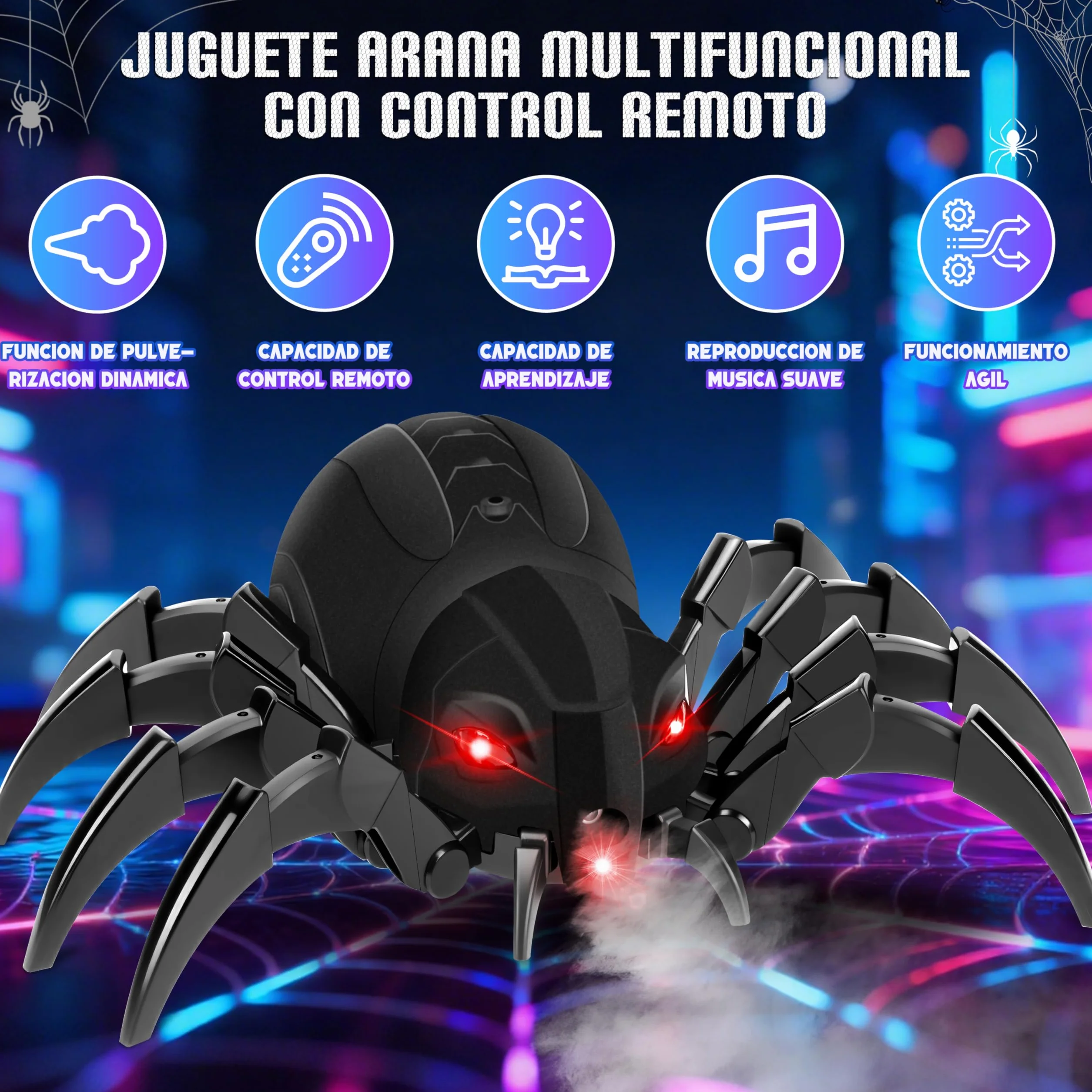 MOMOSTAR 2.4GHz Araña Teledirigida Juguetes Niños Niñas 6-12 Años Función Rociado Ojos Luminosos