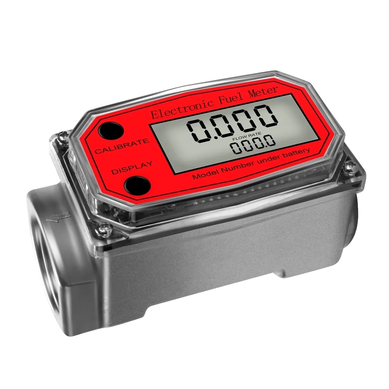 CIRONI Medidor de Flujo de turbina Digital de aleación de Aluminio, medidor de Flujo de Combustible electrónico LCD Medidor de Flujo NPT Contador de Agua (Size : 2Pcs Red Flowmeter)