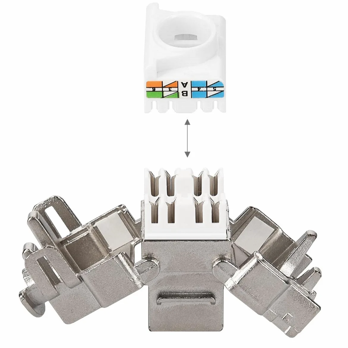 kwmobile 24x Módulo Keystone CAT 6A - Sistema de bloqueo rápido carcasa metálica 10Gbit/s - Montaje sin herramientas al panel de conexión modular