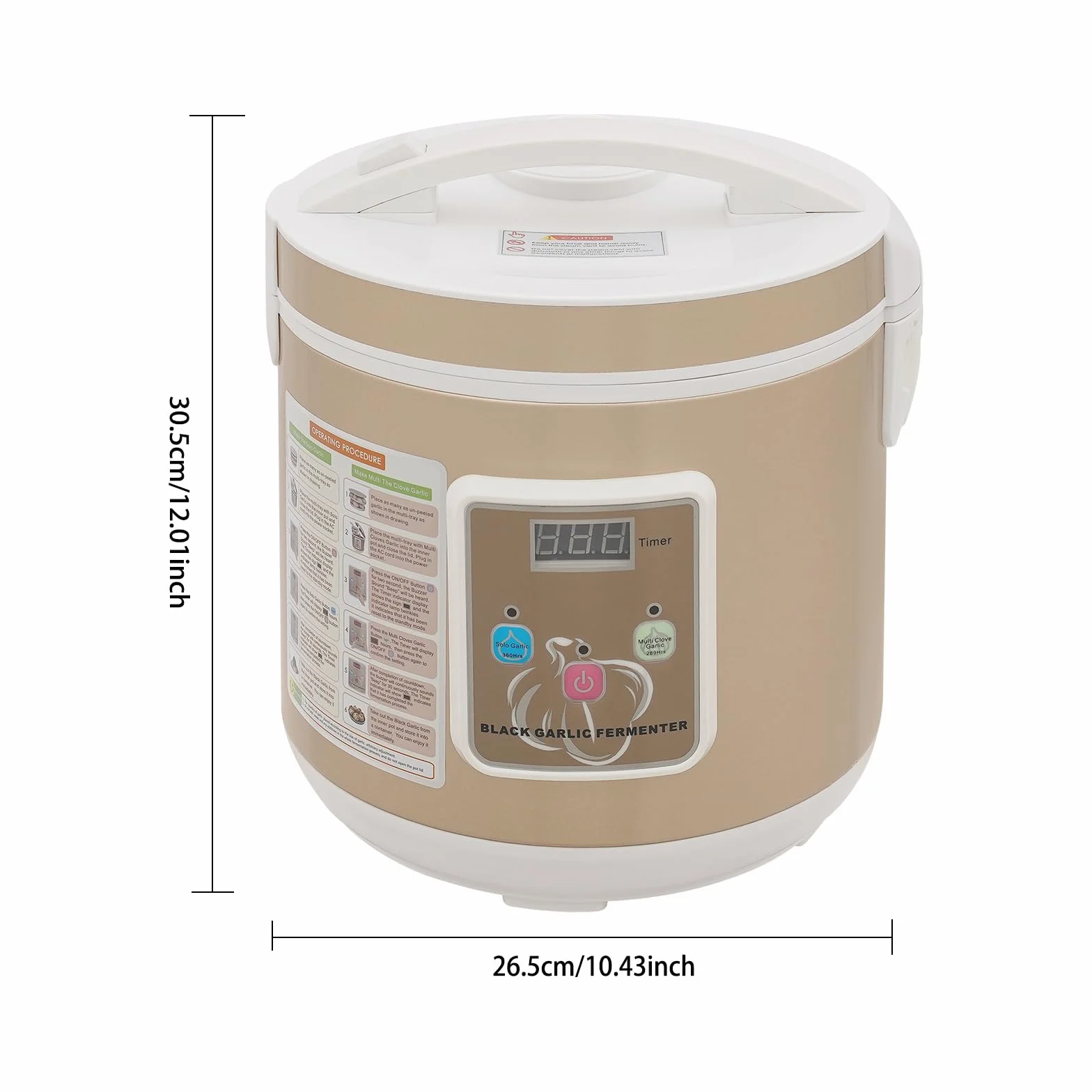 Fermentador automático negro 6L 90W 220V olla interior 3 niveles ajo control tiempo temperatura