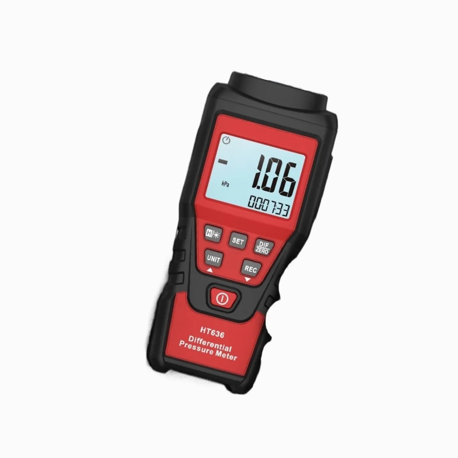 HT636 Manómetro digital de presión diferencial pantalla LCD servicio HVAC | Mide presión diferencial de aire para conductos HVAC, filtros, ventilación y diagnóstico
