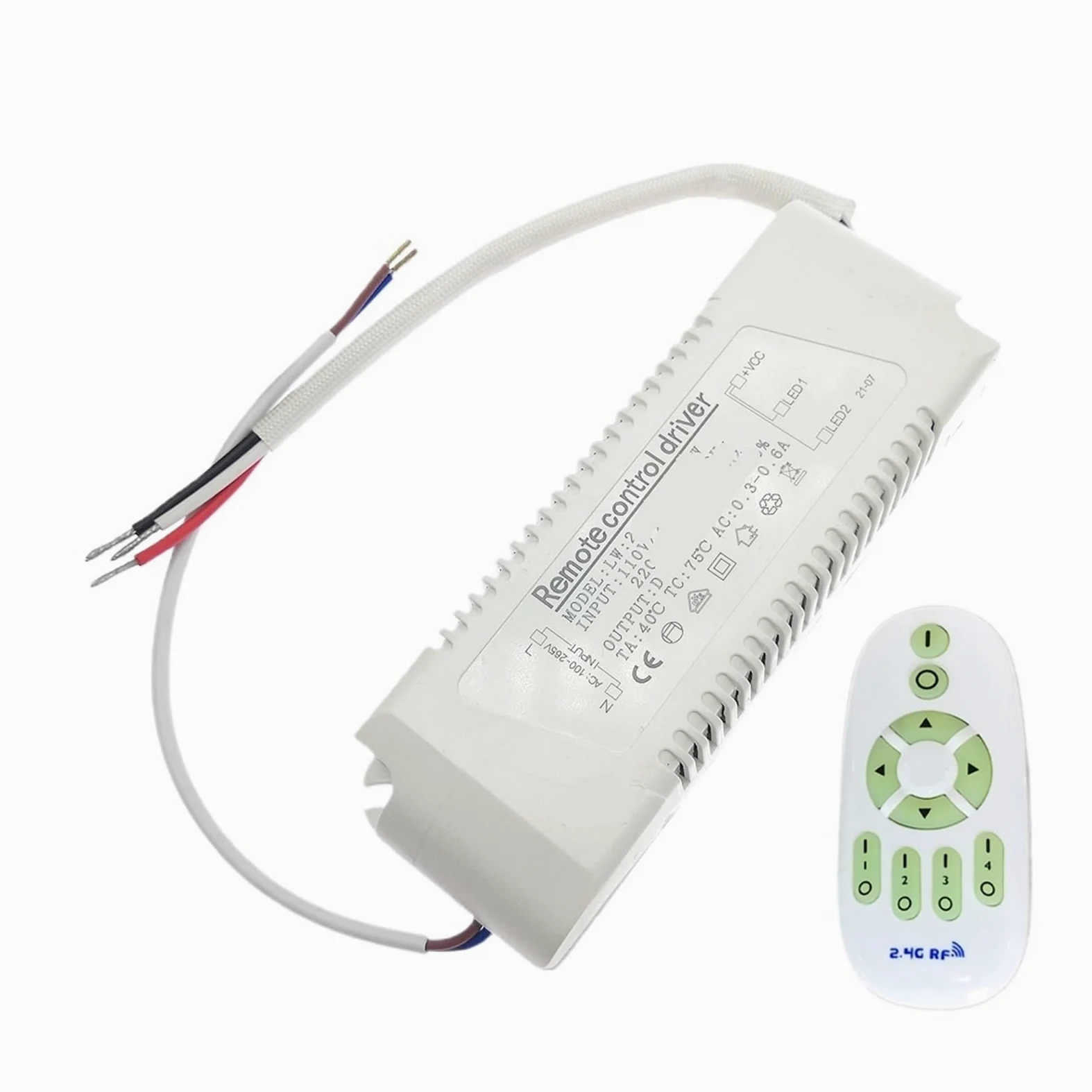 1 Uds. Controlador LED de Control Remoto de Salida 24V 2,4G 108W 150W Tira de luz LED de Doble Color Fuente de alimentación con atenuación y Cambio de Color(80-108W,AC 220V with Remote)