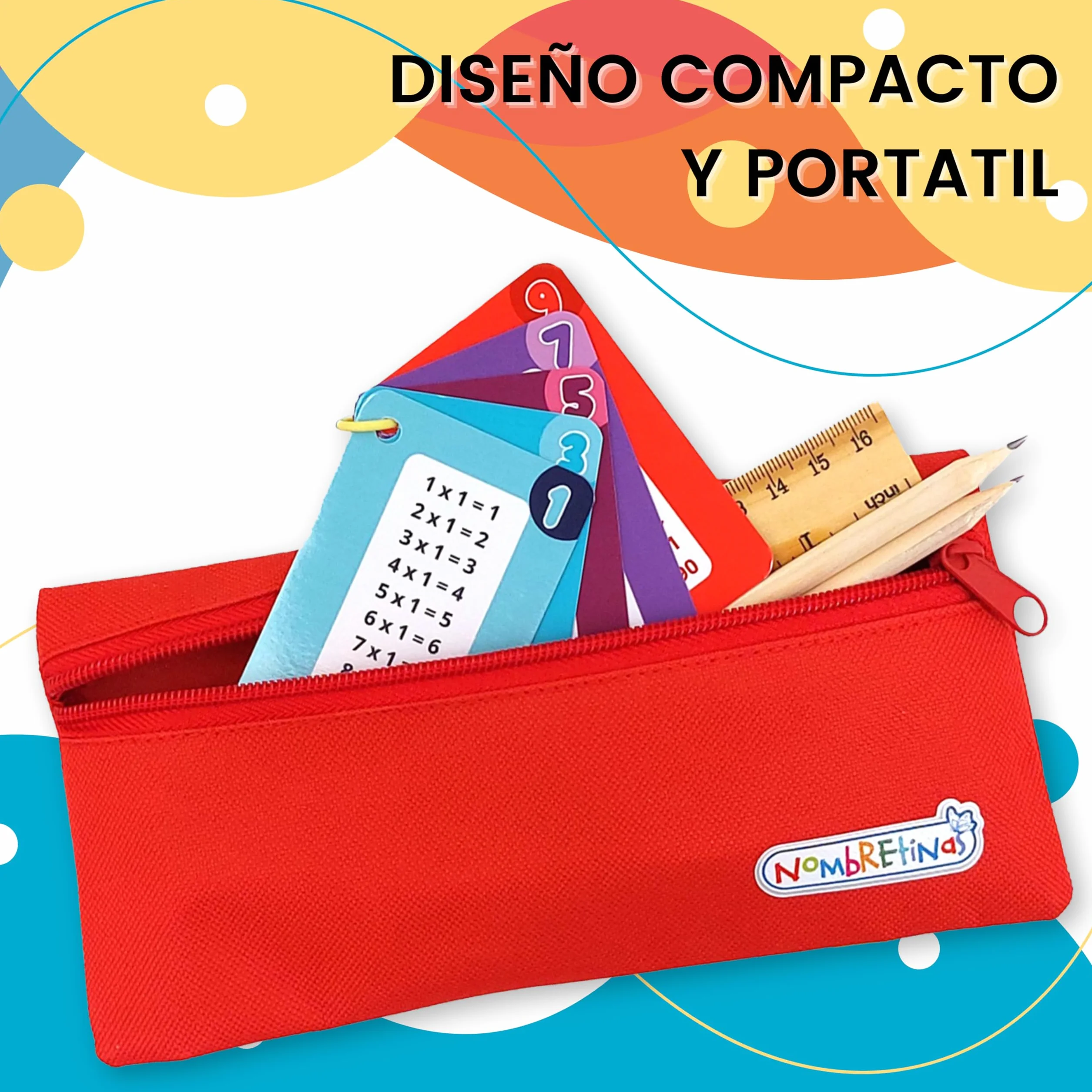 Llavero Tablas de Multiplicar Plástico 1-10 Doble Cara 8x5.5 cm Tarjetas