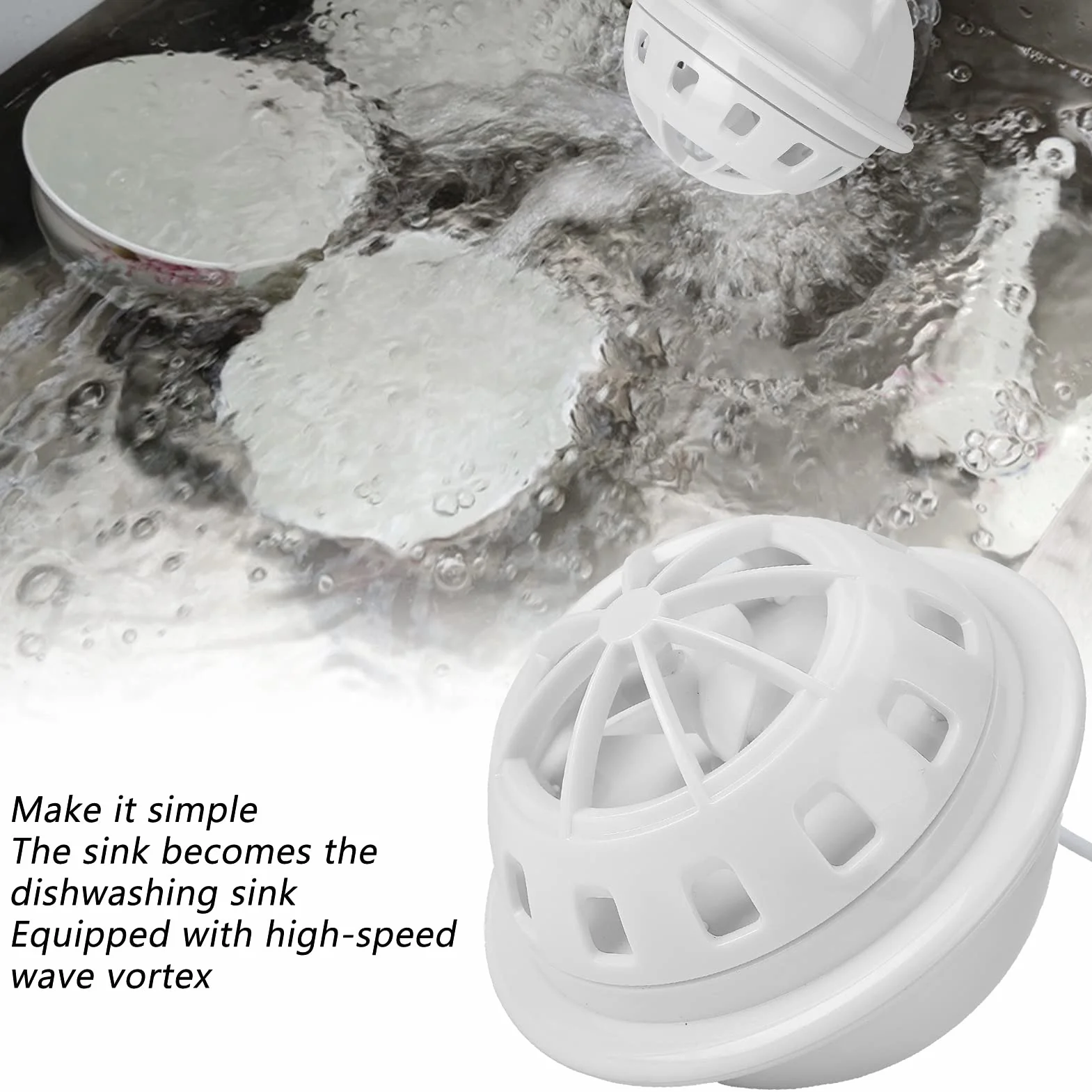 Mini Lavavajillas, Lavavajillas Turbo Portátil con Alimentación USB con Apagado Automático de 15 Minutos Super Shock Wave 2 Modos para Cocina Restaurante Hotel ABS (Blanco)
