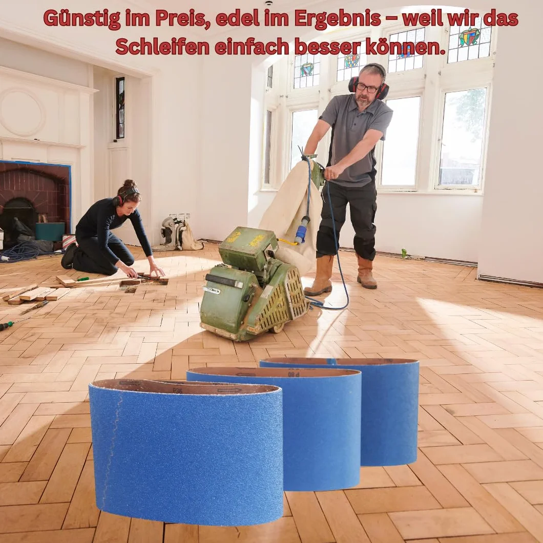 Bandas resistentes de lija de circonio 200x750 mm grano 36 para lijadora de parquet (10 unidades)