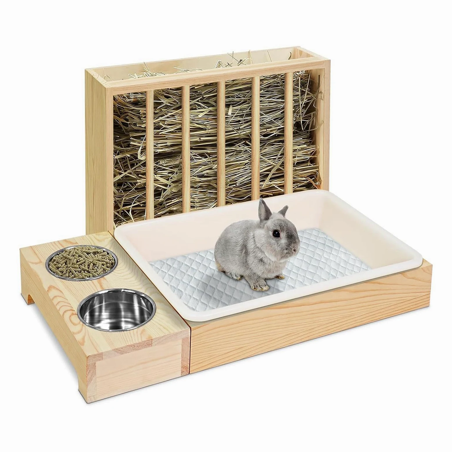 Comedero de Madera para de Conejo, Juguete Interactivo de Enriquecimiento.