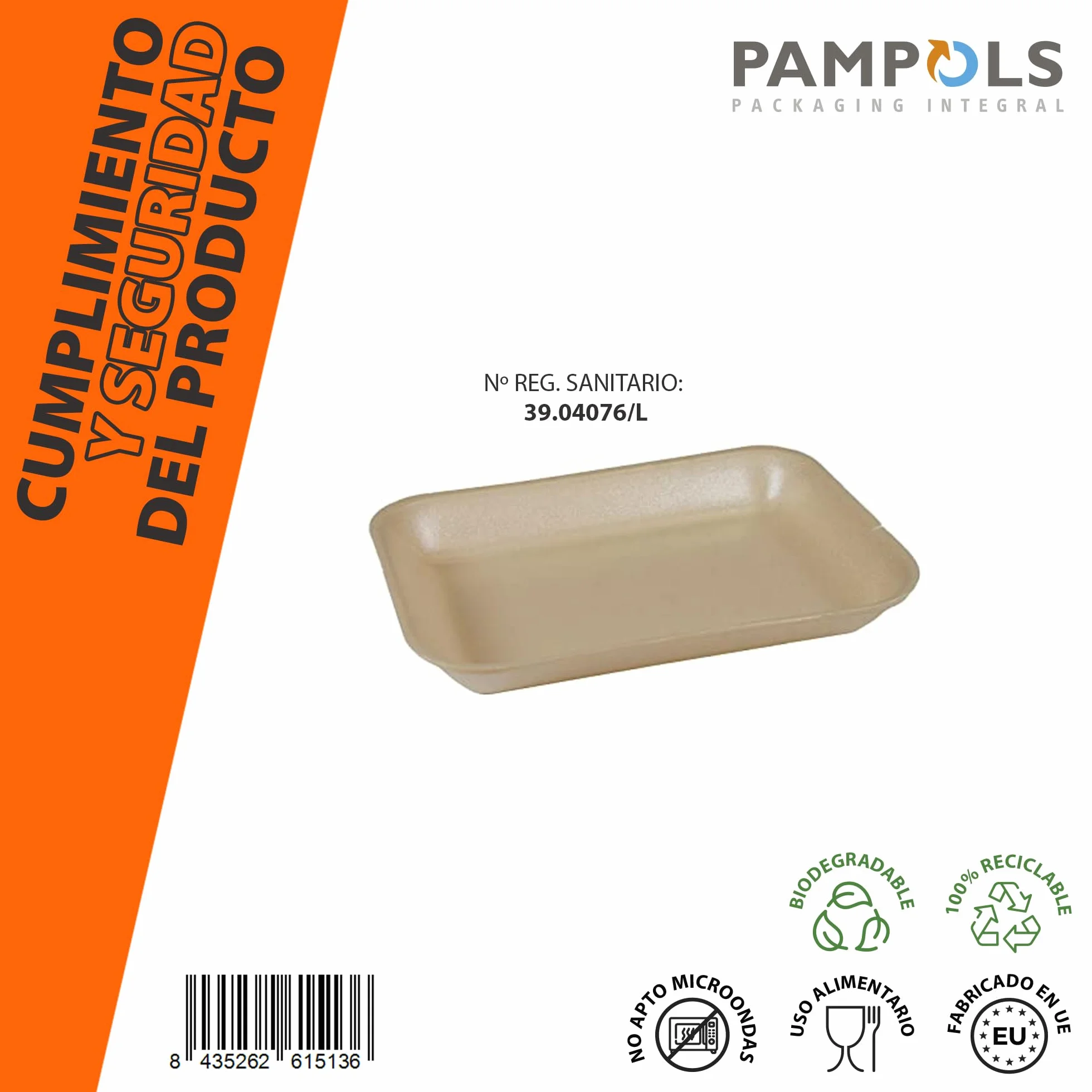 Pack 600 Bandejas Biodegradables de Porexpan Biodegradables 265x190x35 mm | Ideales para Preservar Carnes, Pescados, Embutidos, Quesos, Frutas, etc. | Ligeras y Versátiles | Color Crema