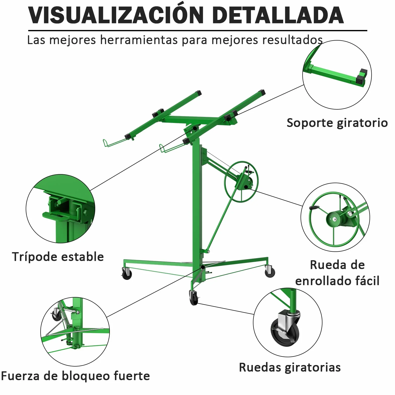 STANEW Elevador de placas XXL plegable hasta máx. 68 kg, para paneles de yeso y placas de riego, altura de trabajo regulable de 140 a 325 cm, altura de trabajo ajustable, máx. 290 cm de ancho