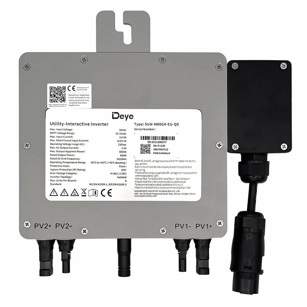 home Trends® Deye SUN-M80G4-EU-Q0 - Microinversor (800 W, 800 W, PV de nueva generación, con cable Schuko de 5 m)