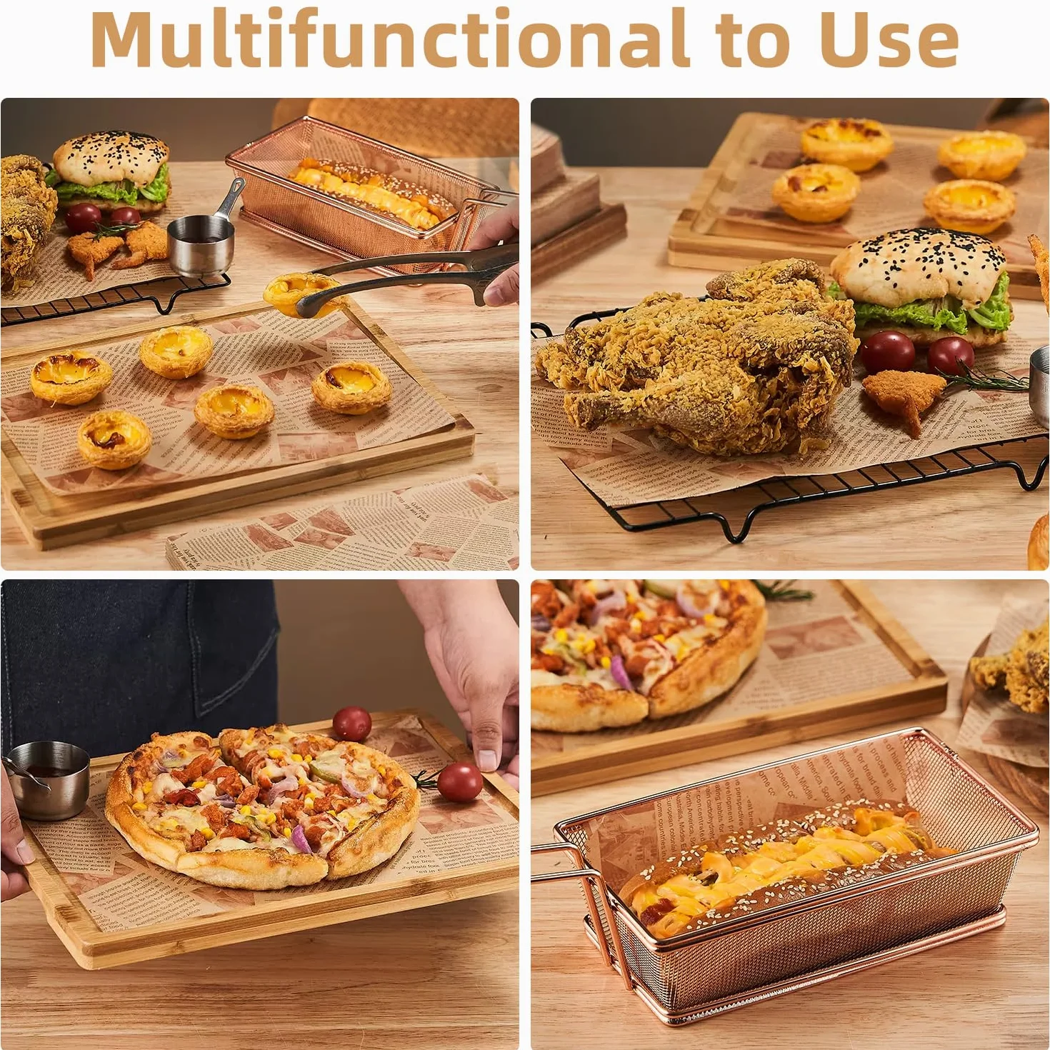 Papel Antigrasa Retro de Periódico 150 Hojas 30 x 20 cm para Alimentos