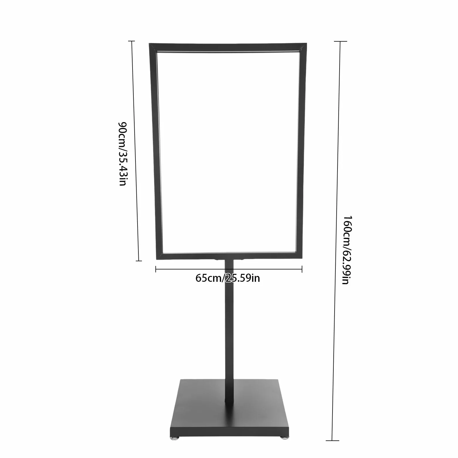 Madelynn Soporte para carteles de 160 cm, soporte para clientes, rectangular, con patas ajustables y ranura, soporte para el suelo, para centros comerciales, supermercados, restaurantes