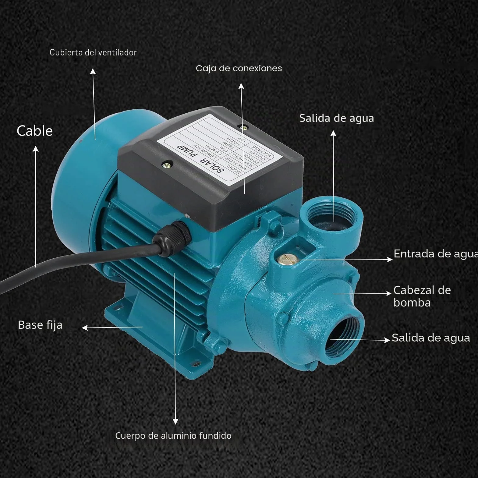 Bomba de Agua DC12V 180W, Micro Bomba Eléctrica de Flujo Máximo 15M, con de Enfriamiento y Acuario, Ideal para Sumidero Horizontal