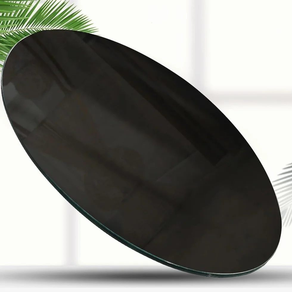 Tablero Redondo De Cristal Templado Negro Tablero De Vidrio, 60cm 65cm 70cm 75cm 80cm 85cm Tablero De Repuesto De Mesa, Cristal Para Tablero, Escritorio(65cm/25.6in)