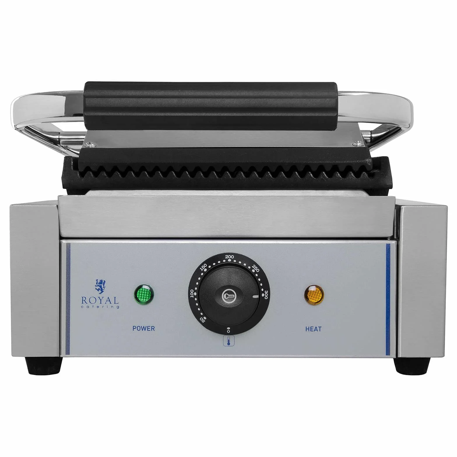 Royal Catering Sandwichera Parrilla Electrica Panini Grill RCCG-1800G (1.800 W, Superficie ondulada, Placa 23 x 22 cm x 22 cm, 230 V)