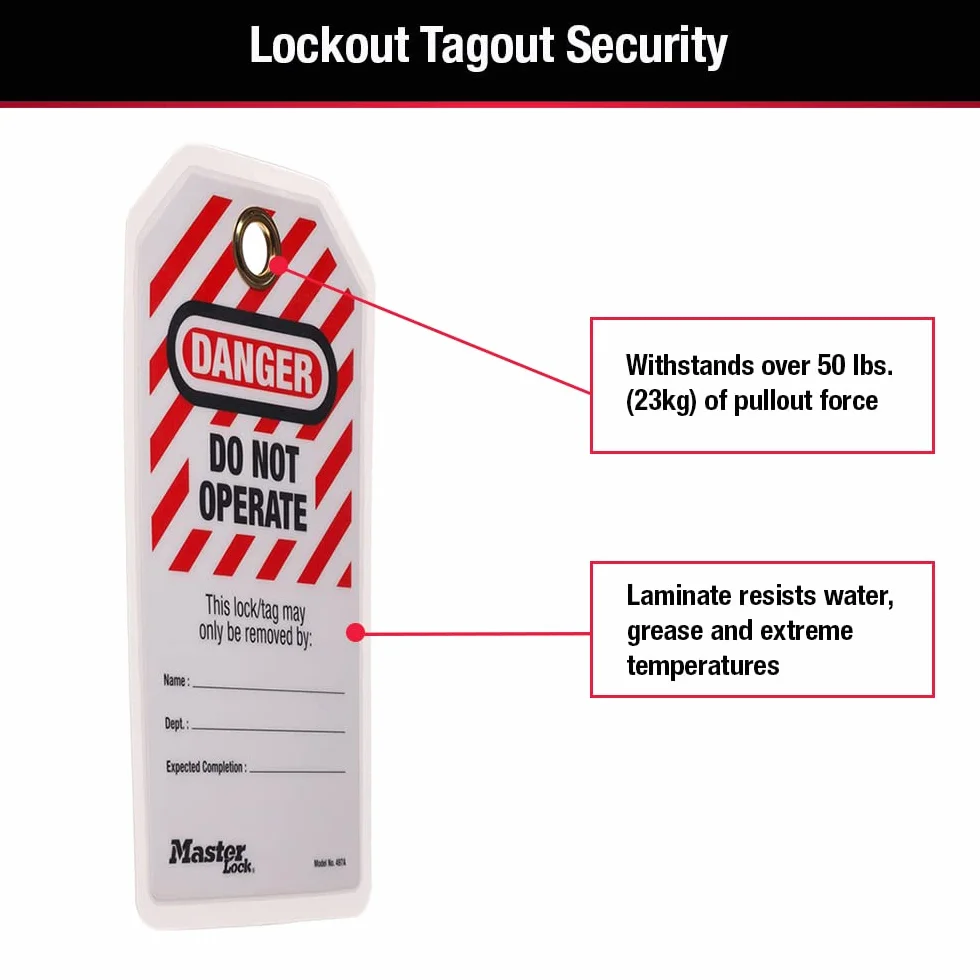 Master Lock 497A Etiqueta de Seguridad "Do not Operate" Bloqueo Eléctrico Mecánico, Paquete de 12